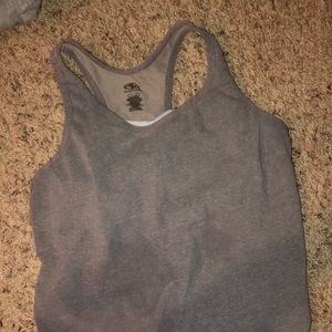 worn gray gym shirt